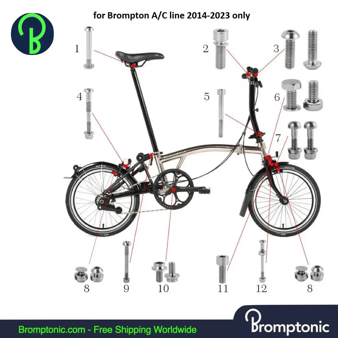 Brompton Titanium Bolt Set for A/C Line (2014–2023)