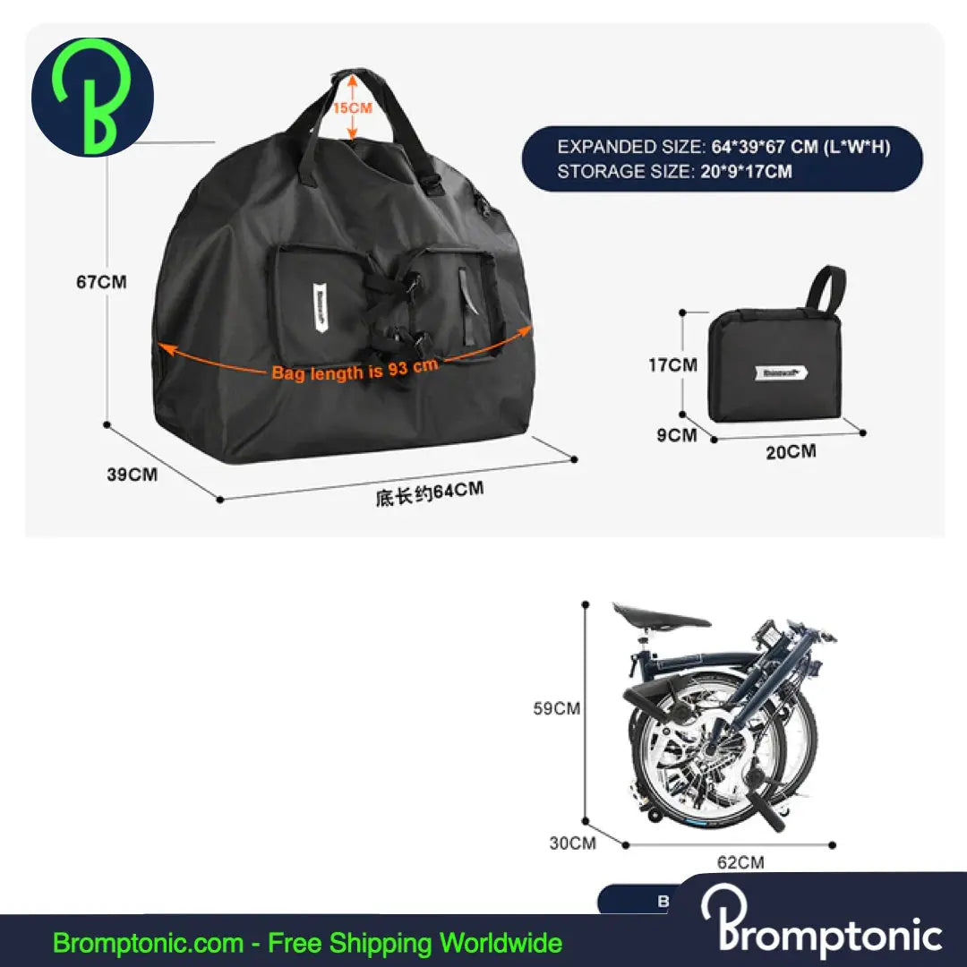 Brompton Folding Bike Carry Bag for 14-16 Inch wheels Bromptonic